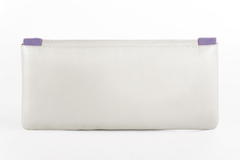 Pure white and lilac purple women's dress clutch, for weddings, ceremonies, cocktails and parties. Rear view - Florence KOOIJMAN